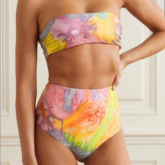 NWT Mara Hoffman Abigail Bikini Top & Lydia Bottom Set in Multi Tie Dye M - Picture 1 of 5